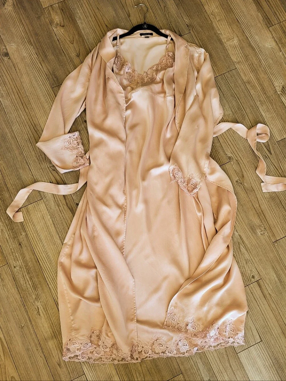 Vintage 100% Silk Blush Pink Robe & Nightgown Set | Sandwashed Silk